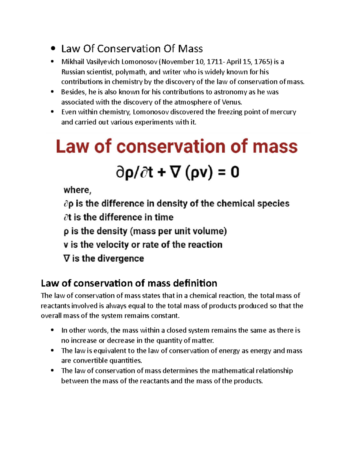 Physcial chem law of conservation Law Of Conservation Of Mass Mikhail