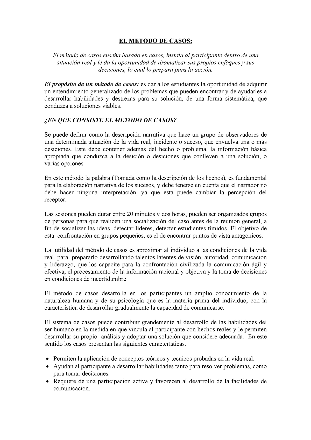 Metodo para solucion de casos 3 - EL METODO DE CASOS: El método de ...