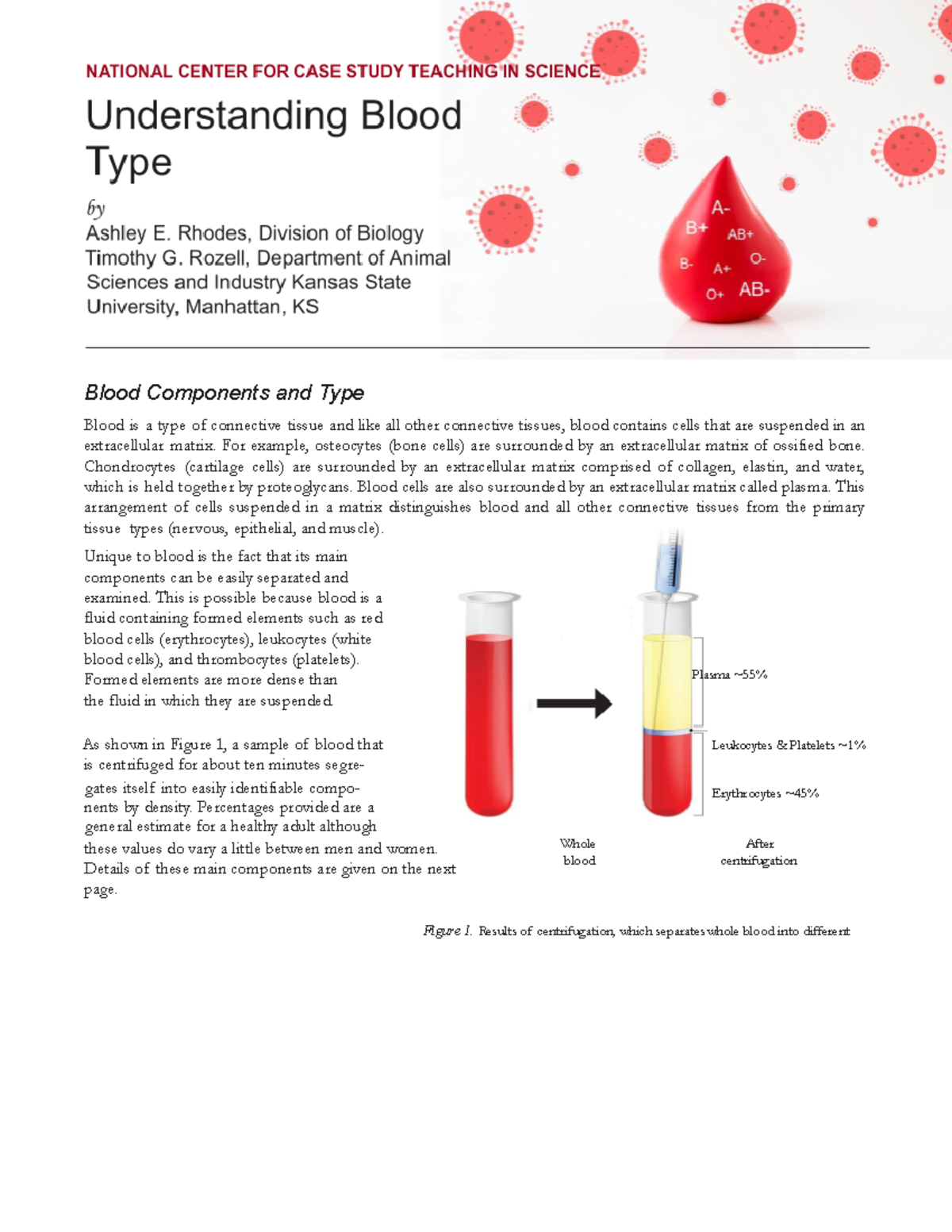 Blood Typing Case Study - Blood Components and Type Blood is a type of ...