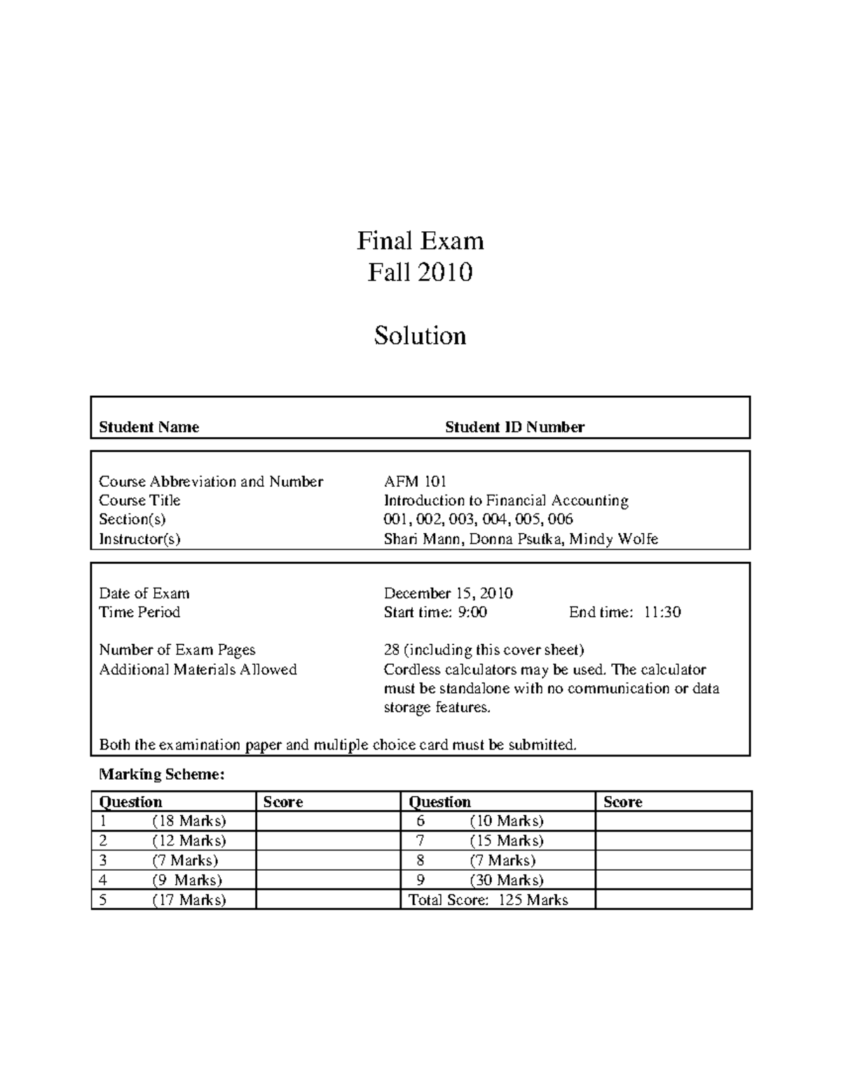 Exam 15 December 2010, questions and answers - Final Exam Fall 2010 ...