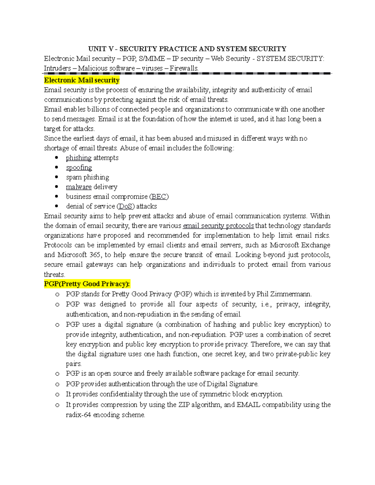 UNIT-5 Keynotes - unit-5 notes - UNIT V - SECURITY PRACTICE AND SYSTEM ...