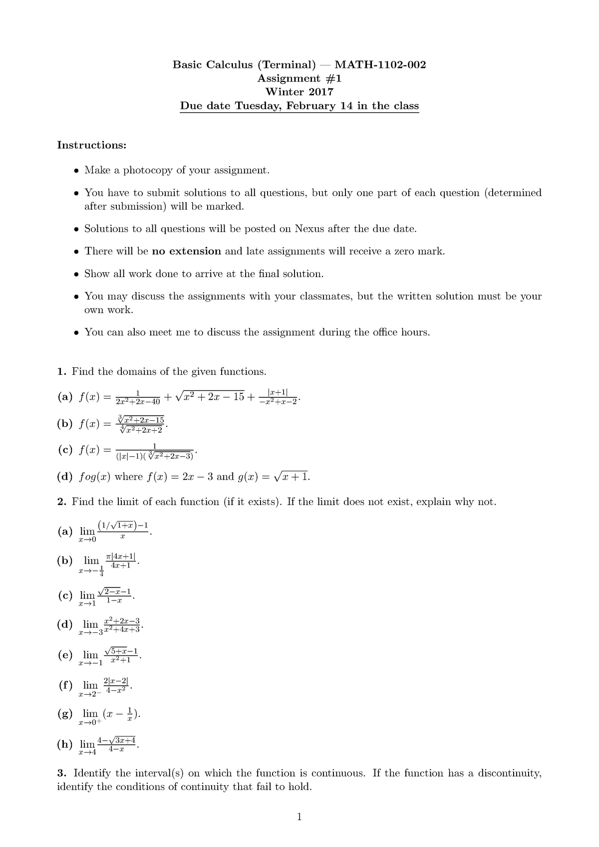 MATH 1102 Assignment 1 2017 - Basic Calculus (Terminal)—MATH-1102 ...