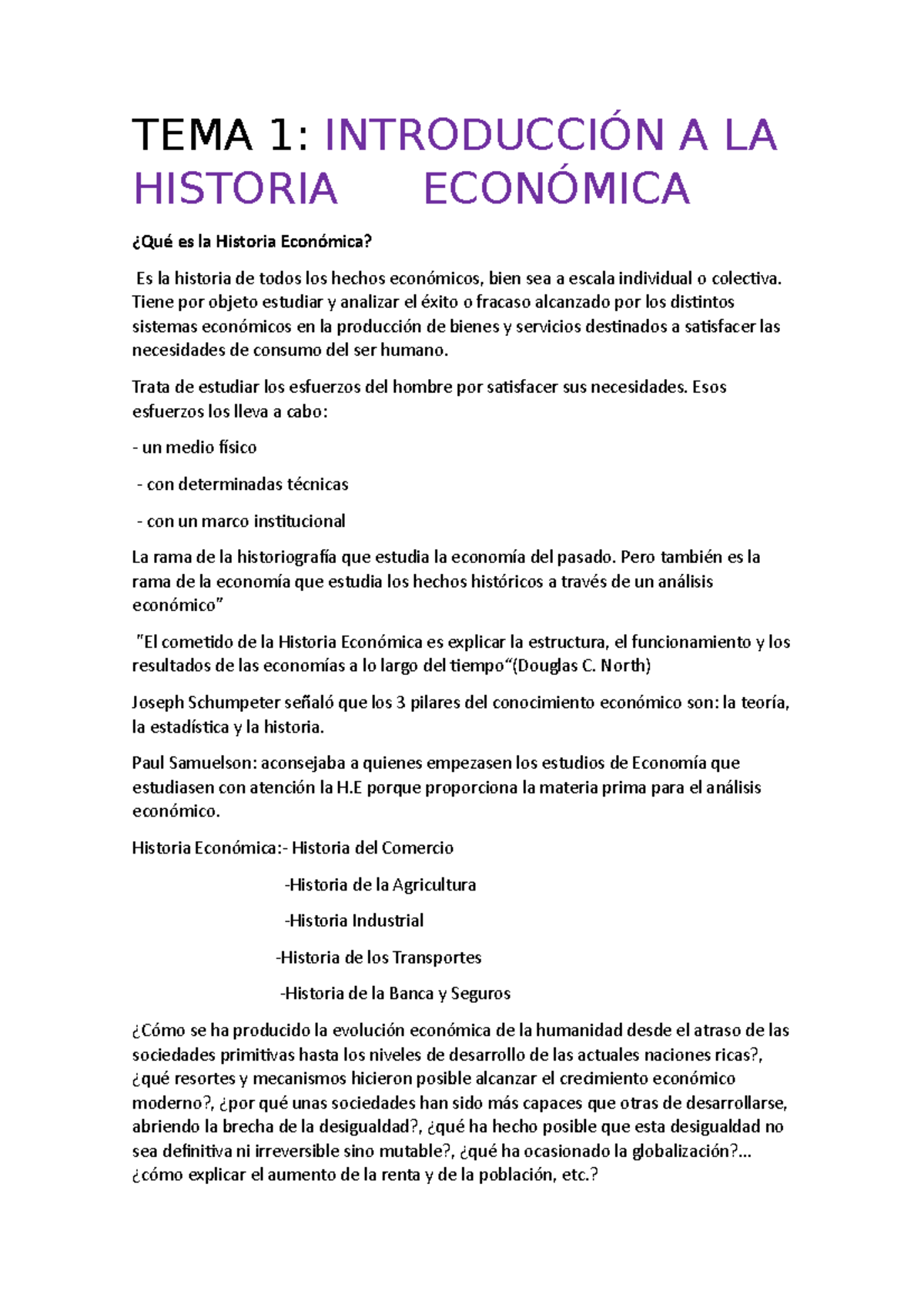 Tema 1 Historia De La Economia Tema 1 IntroducciÓn A La Historia