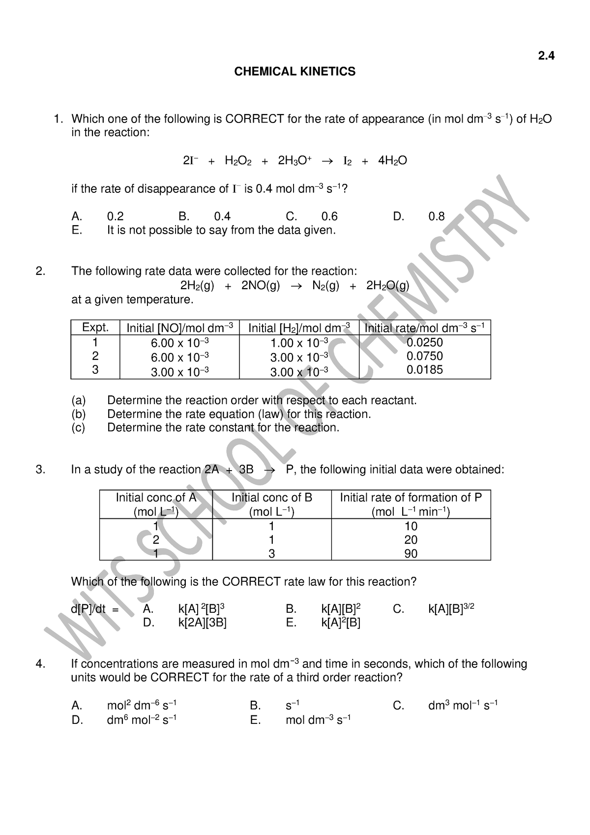 M - For practice - 2. CHEMICAL KINETICS Which one of the following is ...