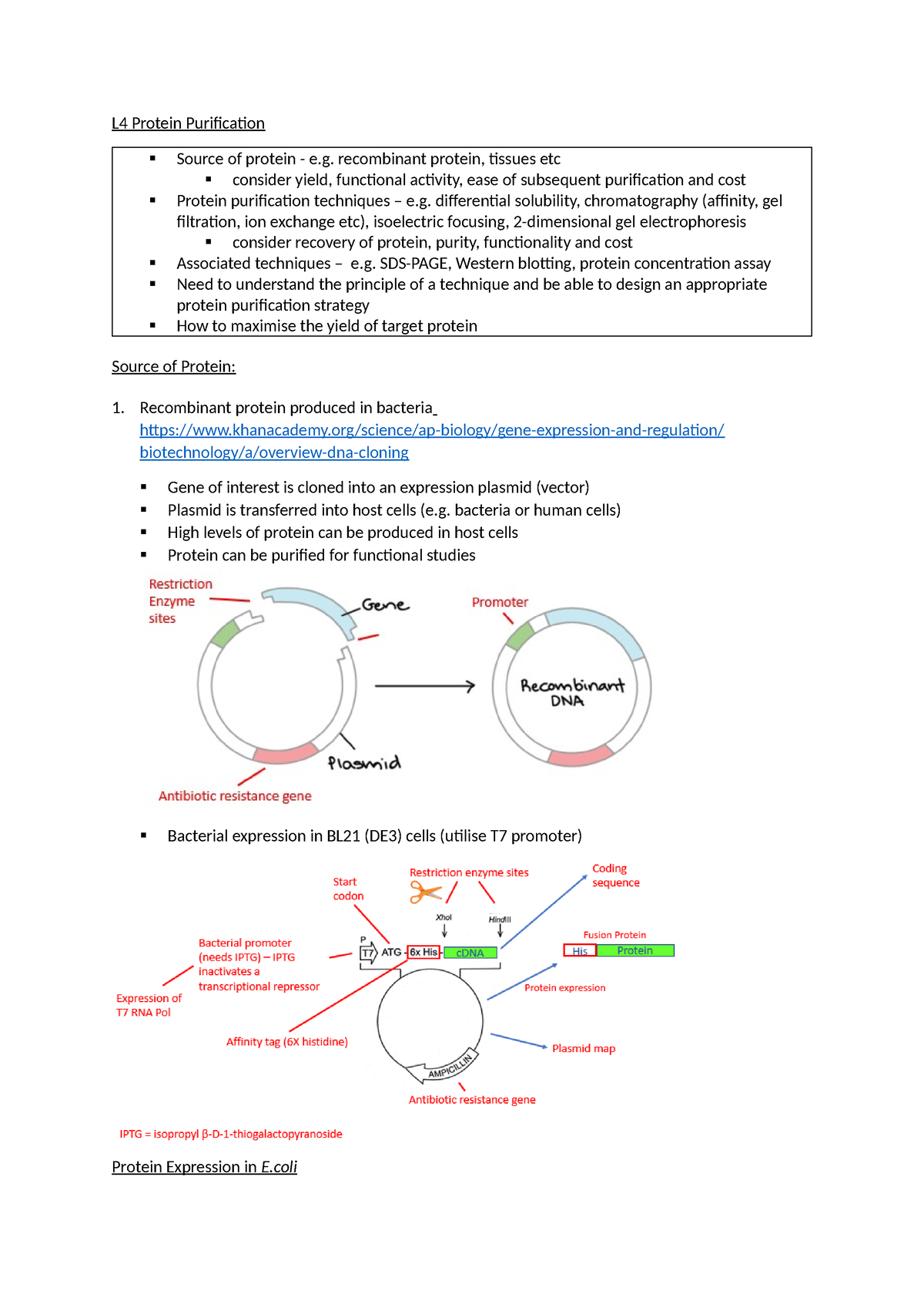 L4 Protein Purification - recombinant protein, tissues etc consider ...