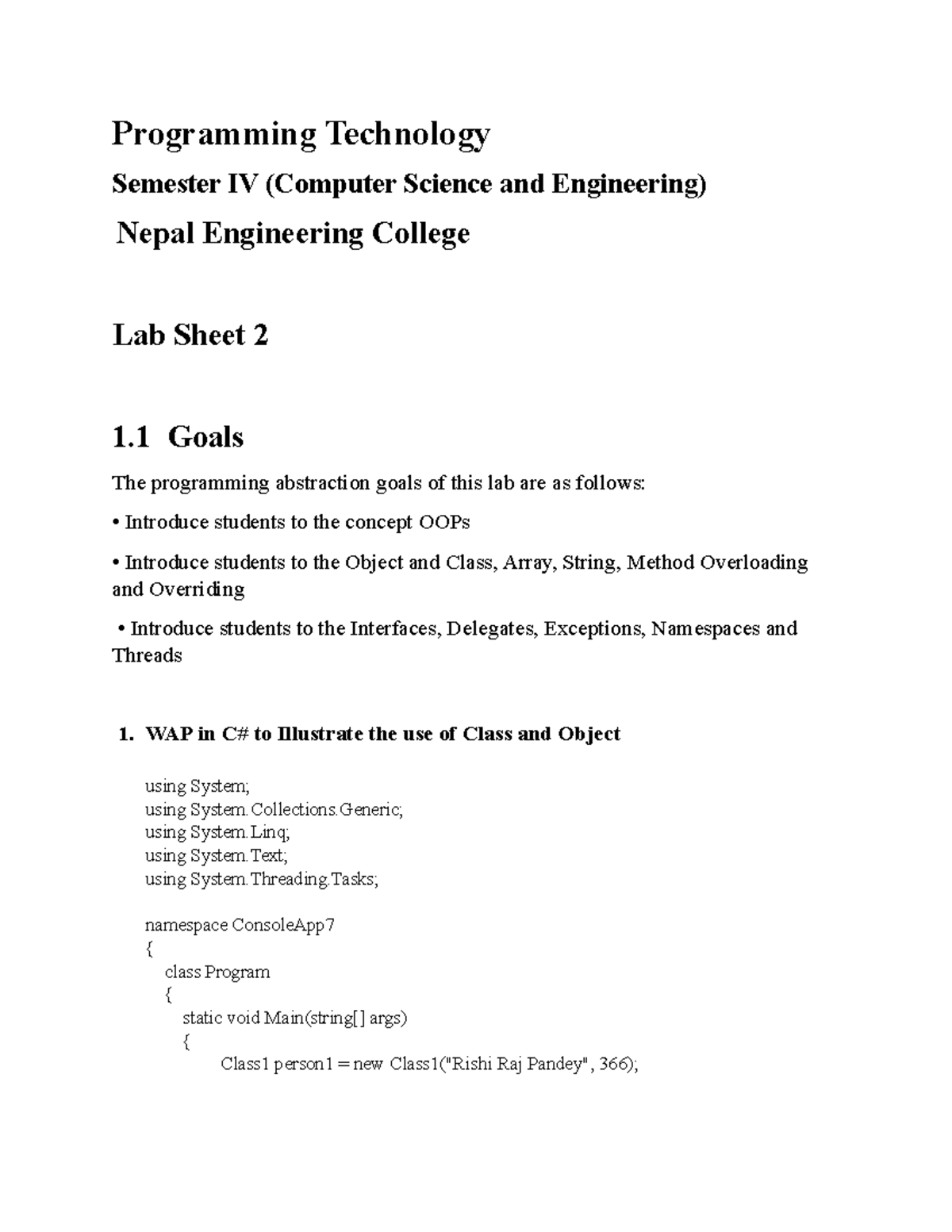 Programming technology - Programming Technology Semester IV (Computer ...