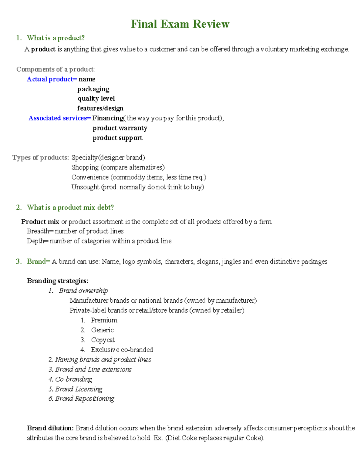 MRKT Final Exam Review SotiropolousNYIT. Final Exam Review