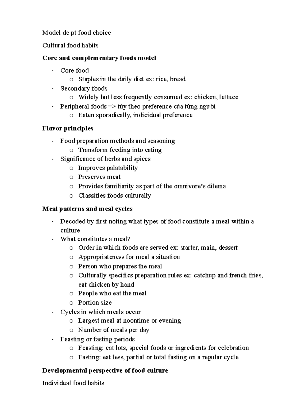 Doc1 - aaaaaa - Model de pt food choice Cultural food habits Core and ...