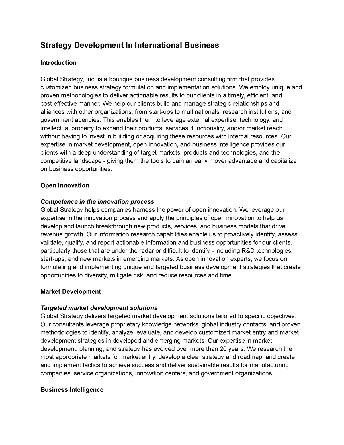 Strategy Development In International Business Strategy Development