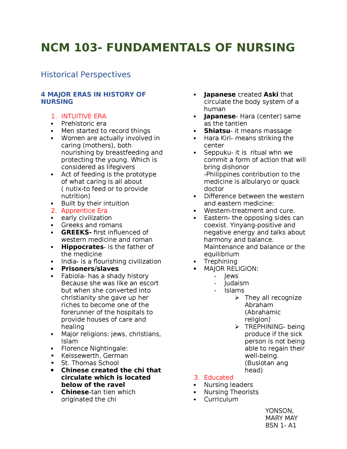 Funda-chap-1 - Medical Surgical - NCM 103- FUNDAMENTALS OF NURSING ...