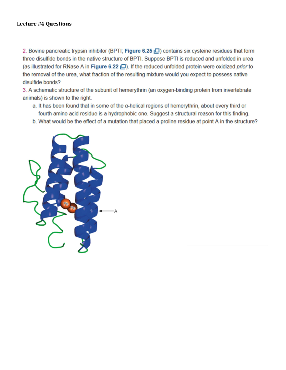 Lec4qs - Lecture practice questions - BIOC 405 - Lecture #4 Questions ...