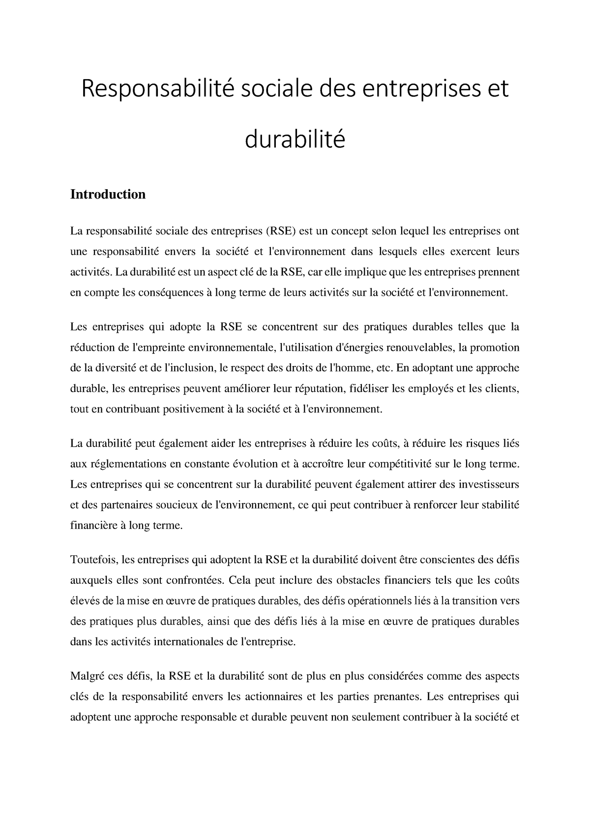 Responsabilité Sociale Des Entreprises Et Durabilité - Responsabilité ...