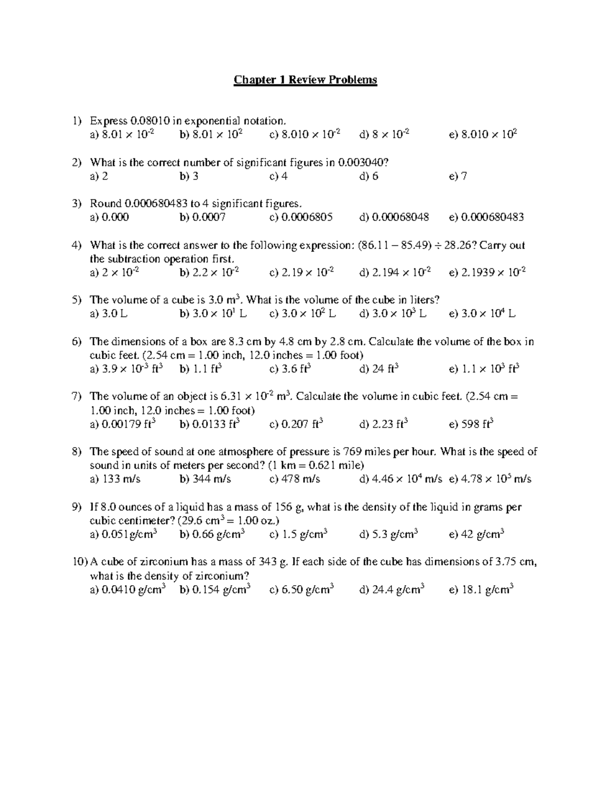 Chapter 1 Review Problems Chapter 1 Review Problems Express 0 In Exponential Notation A 8 × 3327