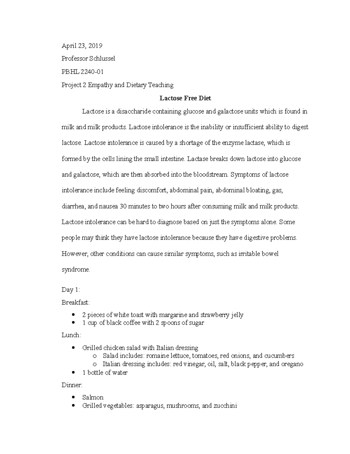 project-2-lactose-free-diet-april-23-2019-professor-schlussel-pbhl