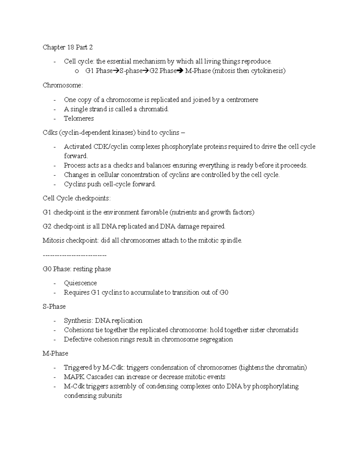 Chapter 18 Part 2 - Chapter 18 Part 2 - Cell cycle: the essential ...
