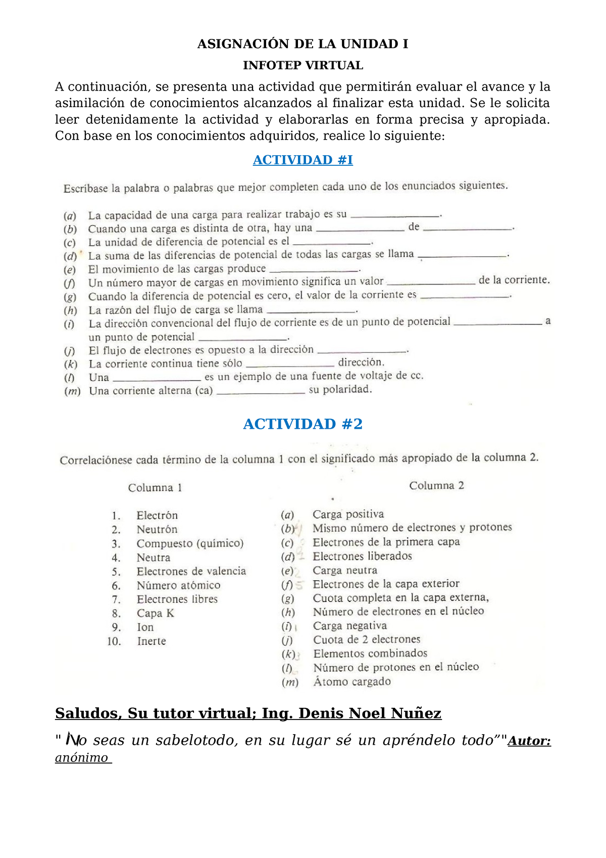 Asignación Unidad I Infotep - ASIGNACIÓN DE LA UNIDAD I INFOTEP VIRTUAL ...