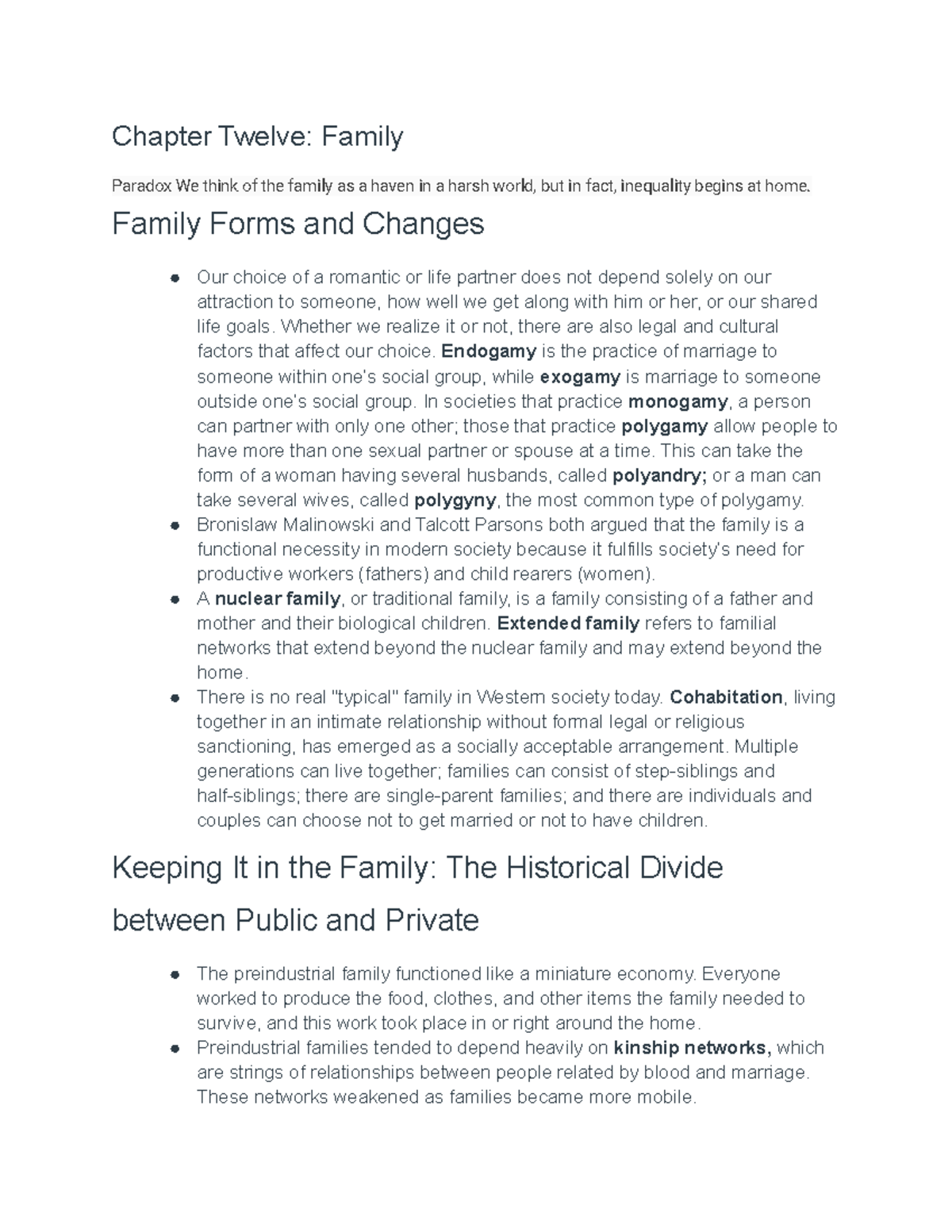 Chapter Twelve: Family - Chapter Twelve: Family Paradox We think of the ...