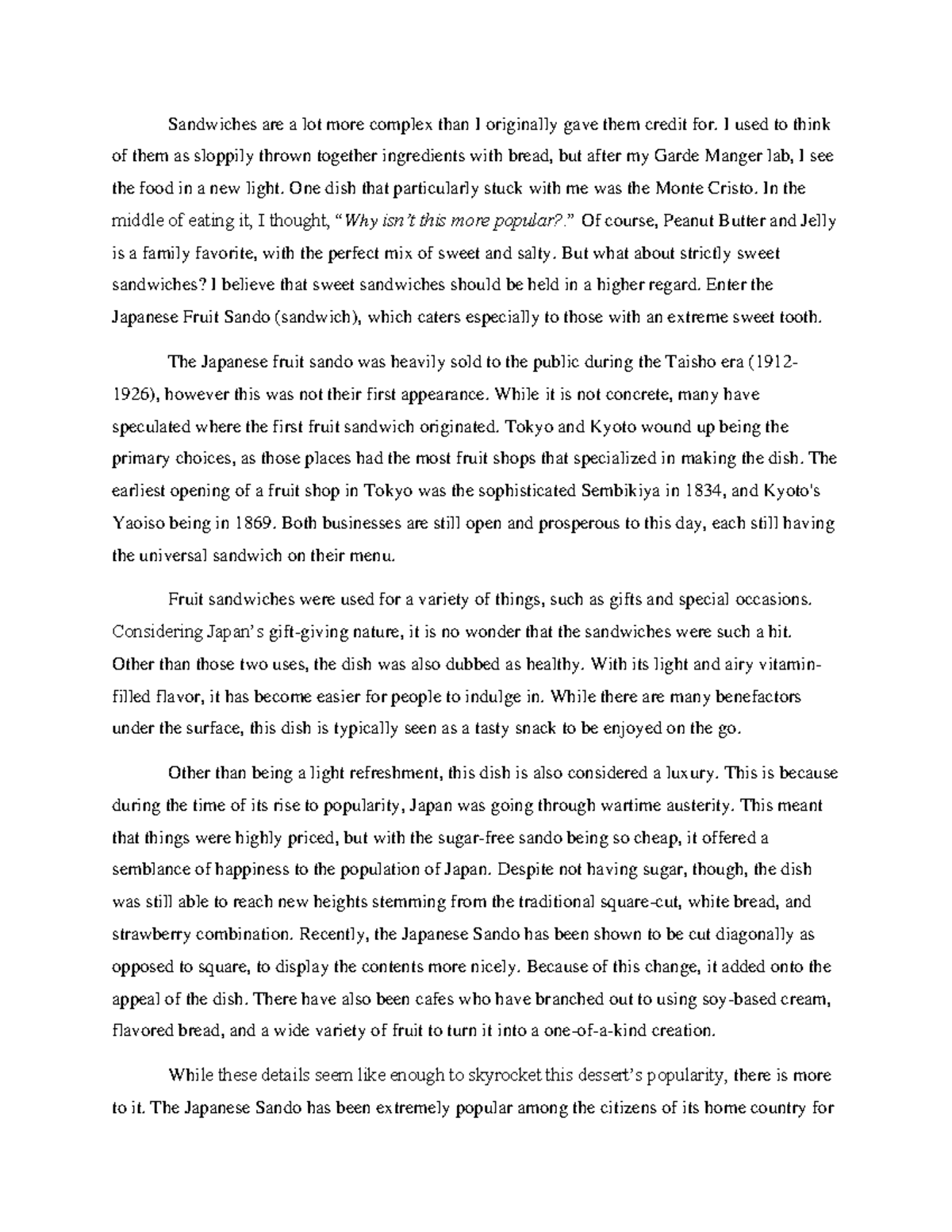 Food History Essay - Sandwiches are a lot more complex than I ...