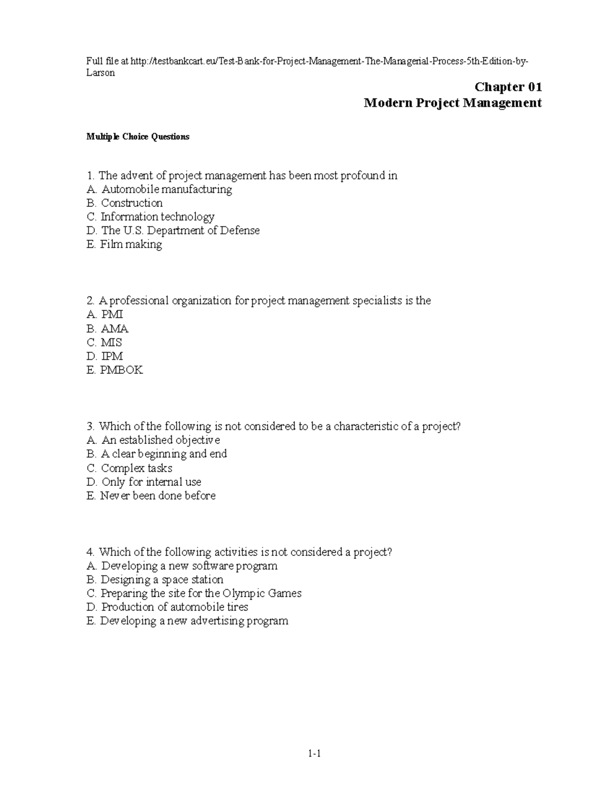 Chapter 01 Modern Project Management Mul Larson Chapter 01 Modern Project Management Multiple Chapter 01 Modern Project Management Mul Larson Chapter 01 Modern Project Management Multiple