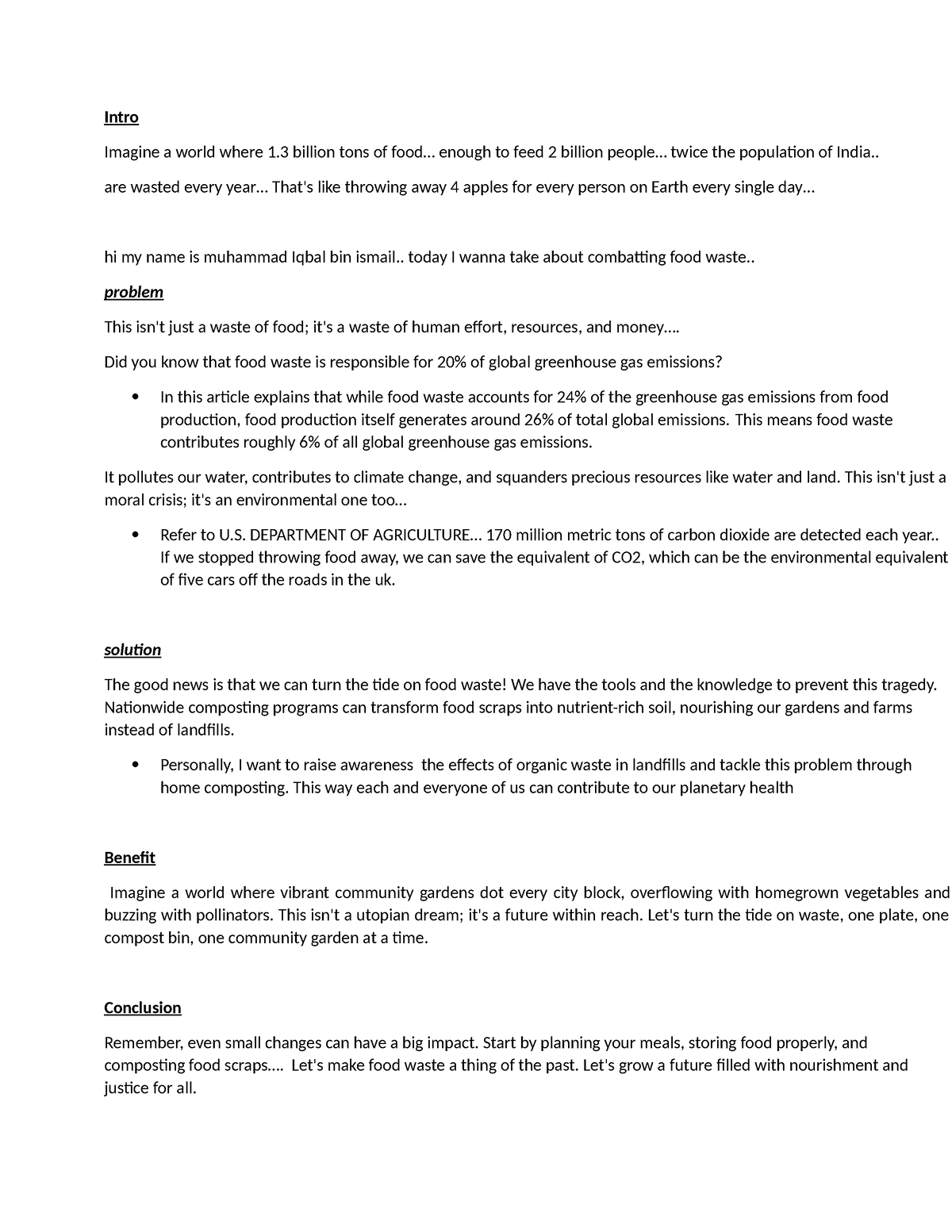 Script elc - Intro Imagine a world where 1 billion tons of food ...