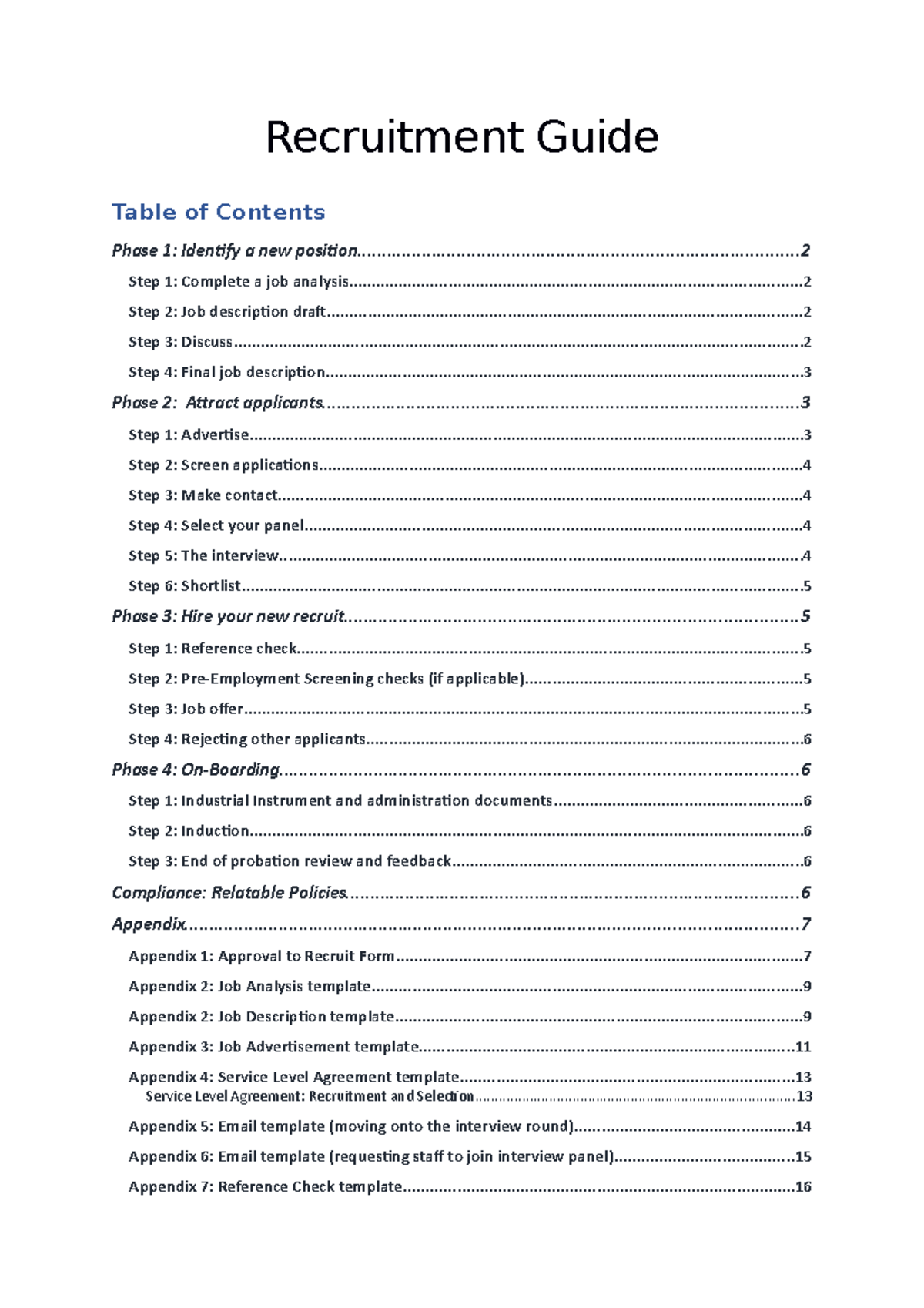 Recruitment And Selection Guide - How To - Recruitment Guide Phase 1 ...