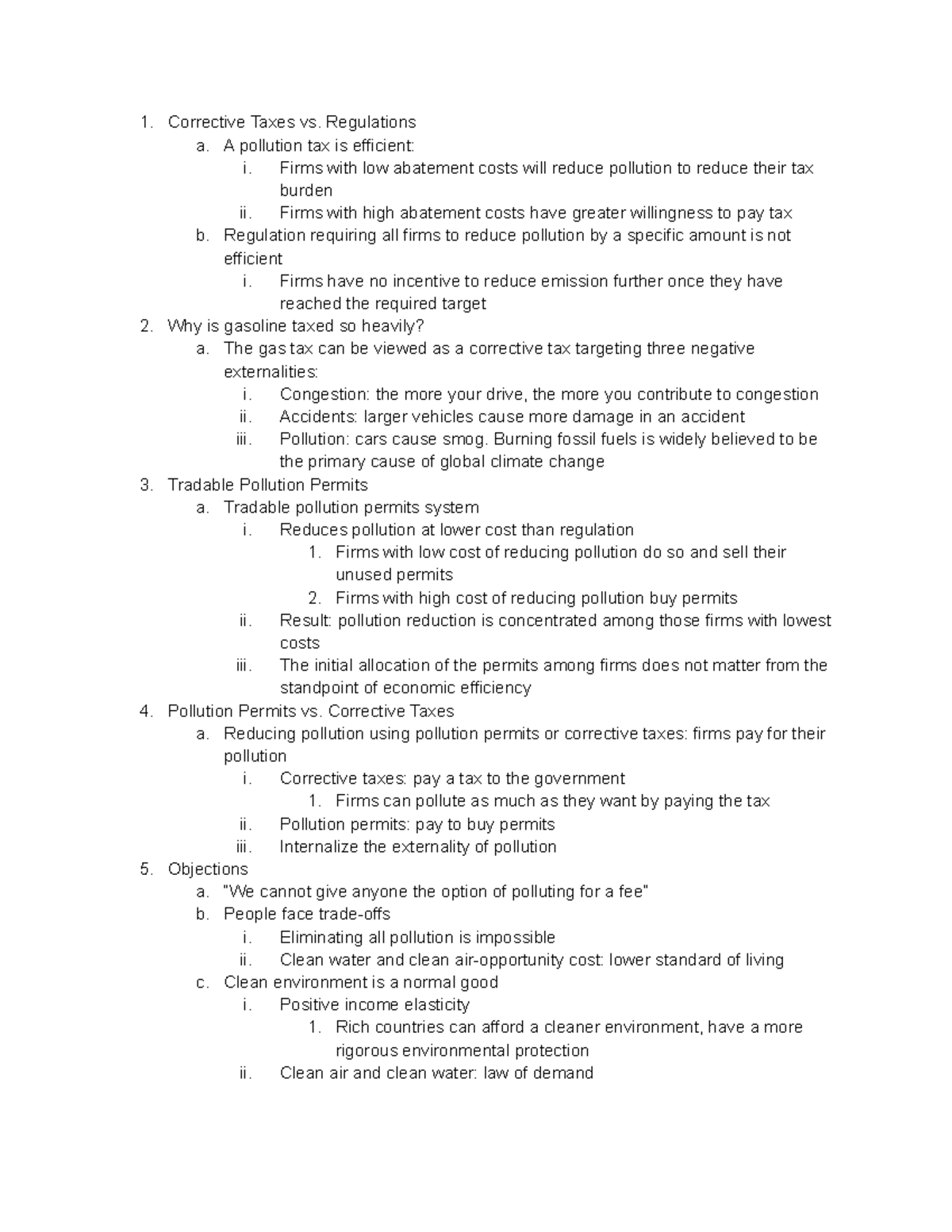 Econ Chapter 10 part 2 - Corrective Taxes vs. Regulations a. A ...