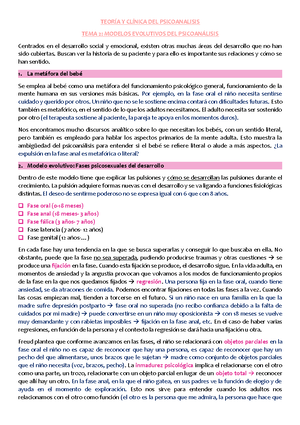 TEMA 2 - Fases del desarrollo psicosexual de Freud (oral, anal, fálica).  Profesor Carlos - TEORÍA Y - Studocu