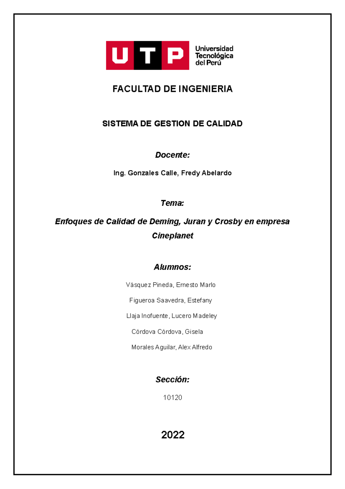 Tarea 1- Enfoques De La Calidad Deming, Juran Y Crosby - FACULTAD DE ...