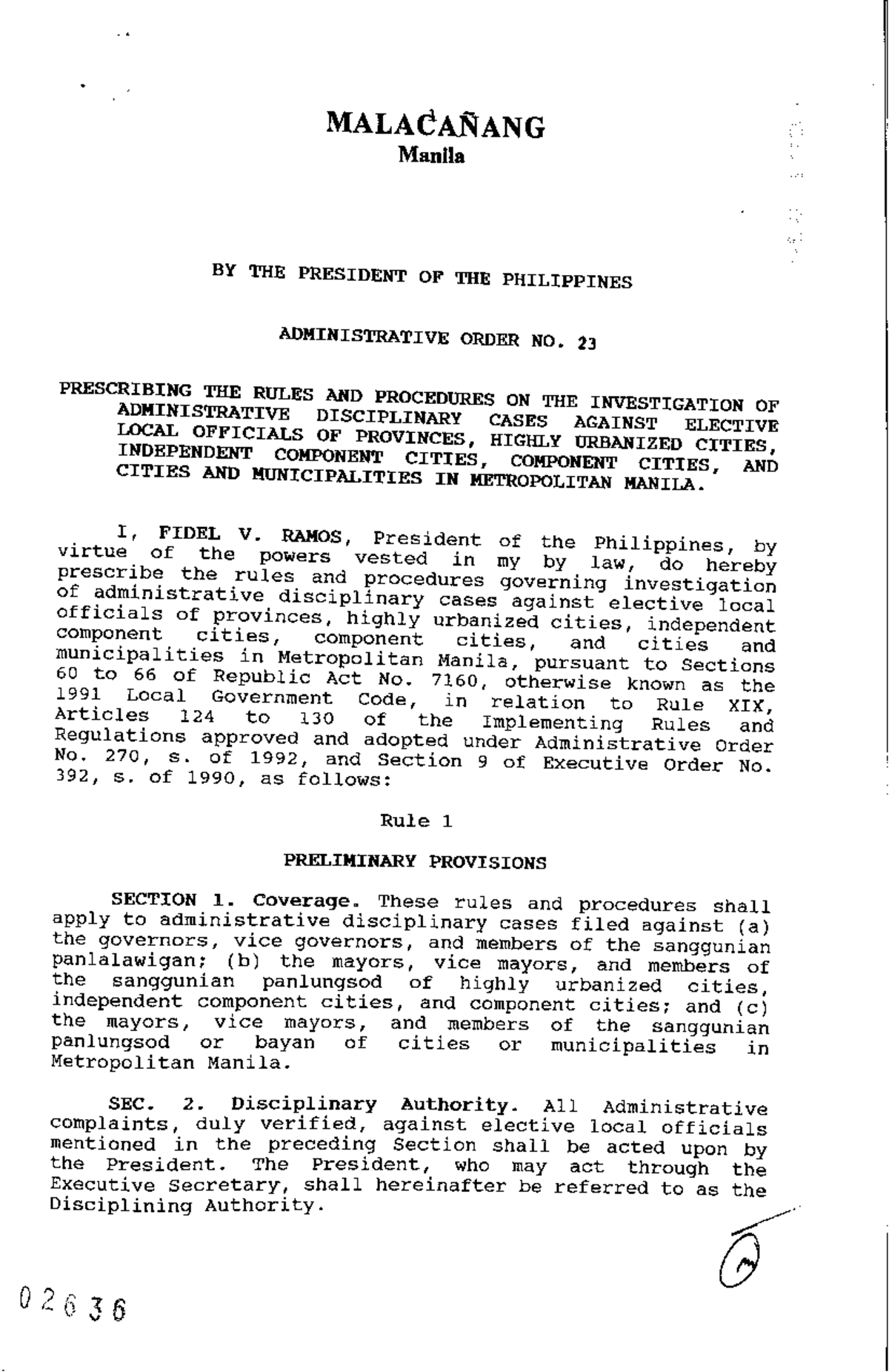 AO 23 ON Suspension OF Local Officials - Local Government Code - Studocu