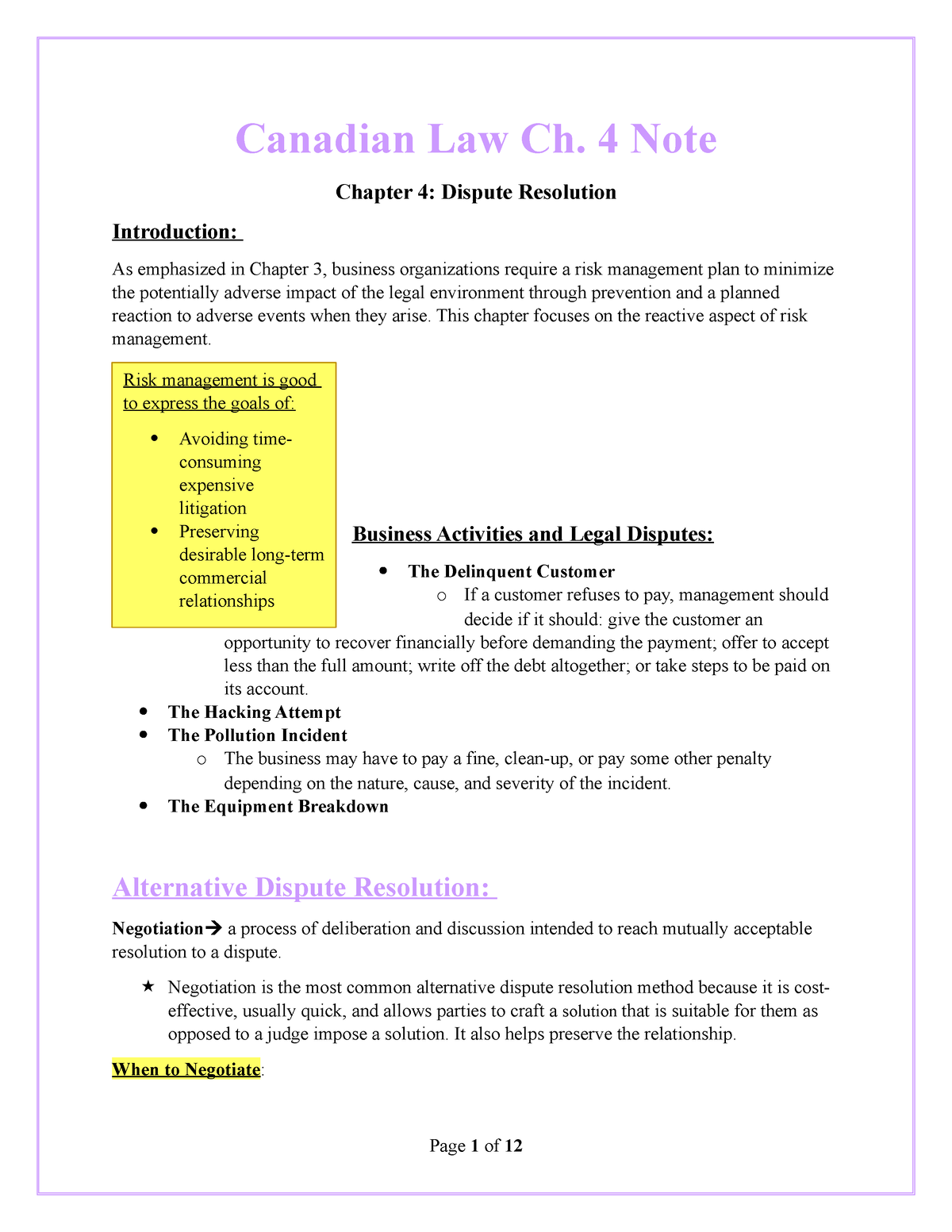 canadian-law-ch-4-note-canadian-law-ch-4-note-chapter-4-dispute