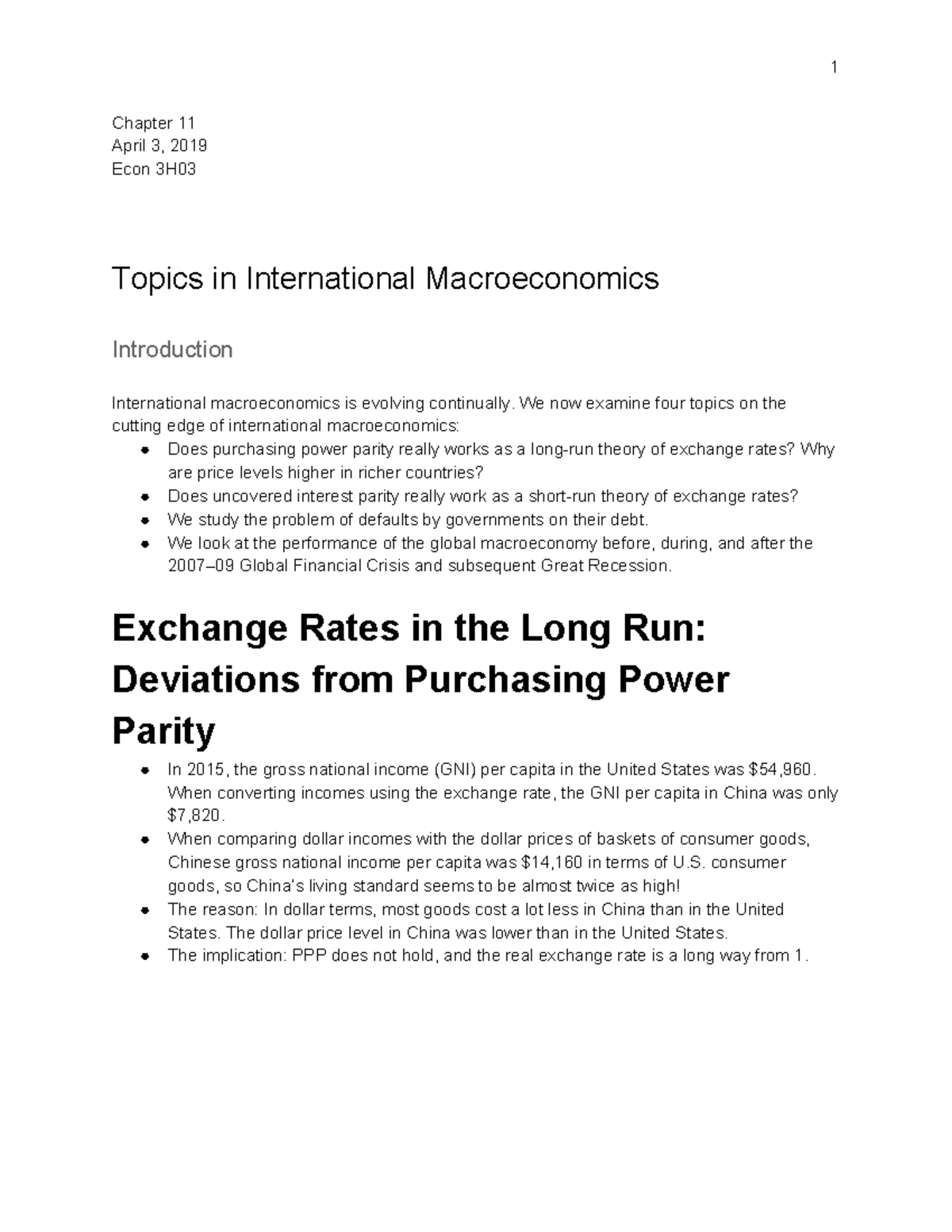 Chapter 11 - Lecture notes 11 - Chapter 11 April 3, 2019 Econ 3H Topics ...