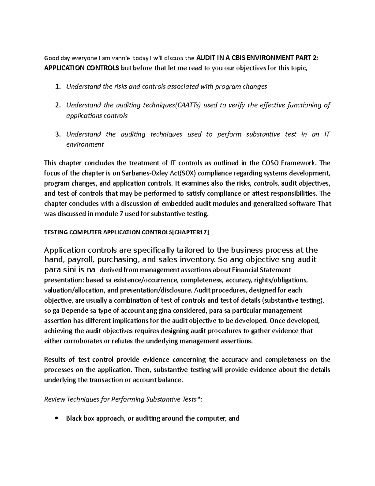 Script report w6 - Good day everyone I am vannie today I will discuss ...