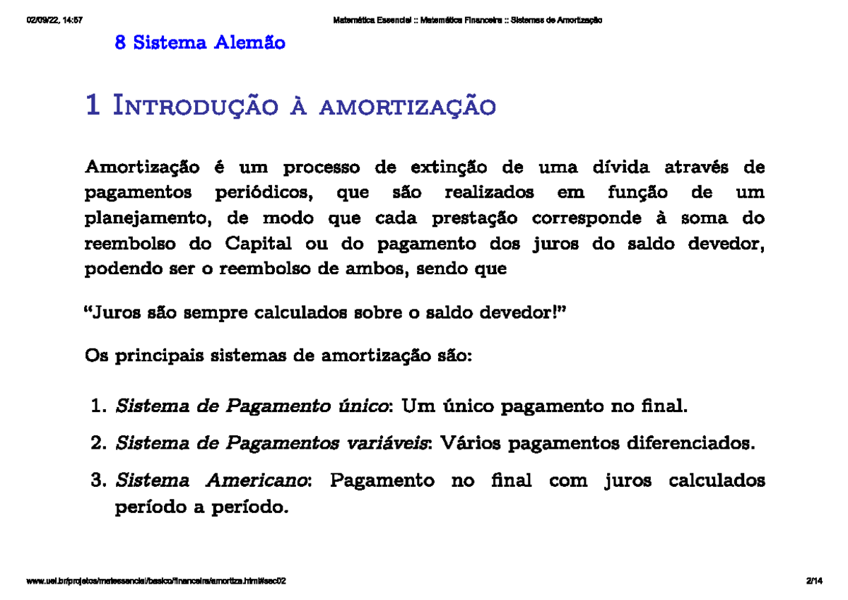 Sistemas de amortizaçao - Matemática Financeira - Studocu