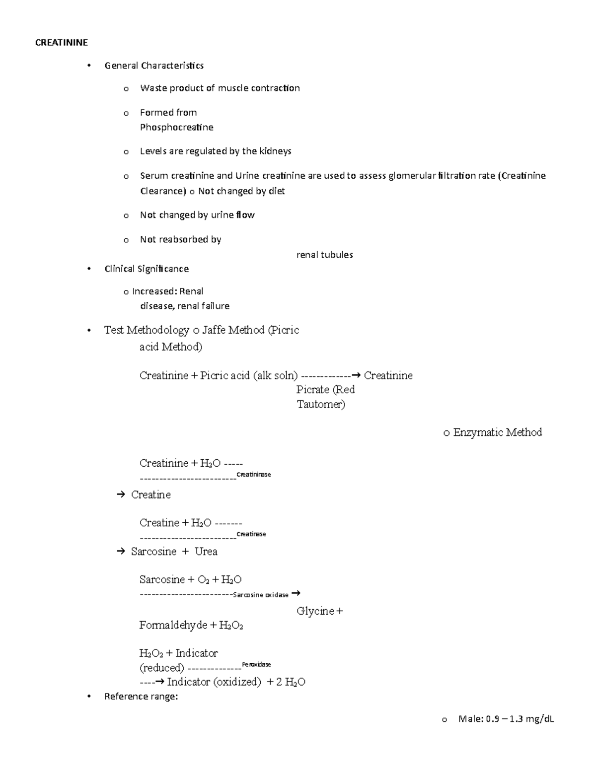 Creatinine - Studocu