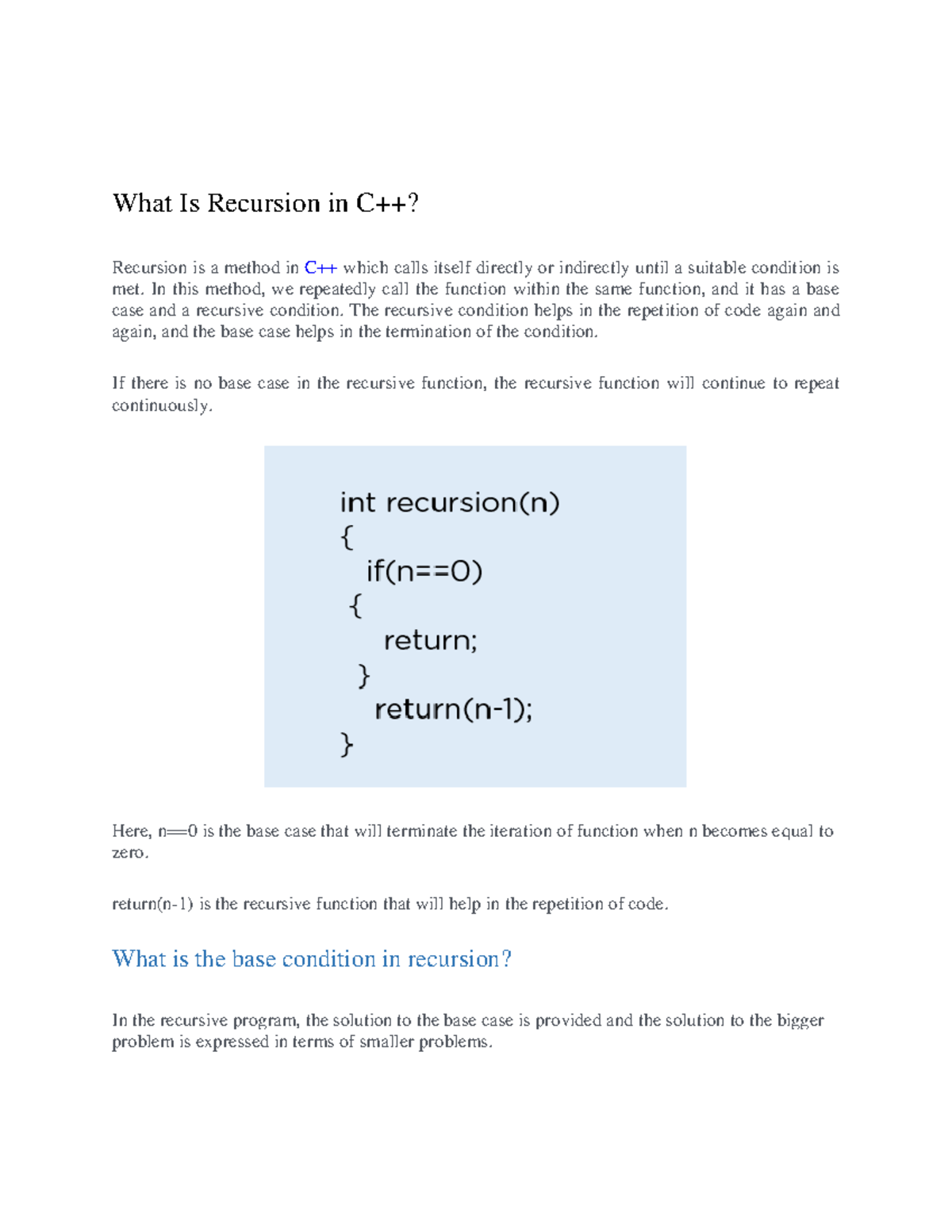 Tower of Hanoi using Recursion - What Is Recursion in C++? Recursion is ...