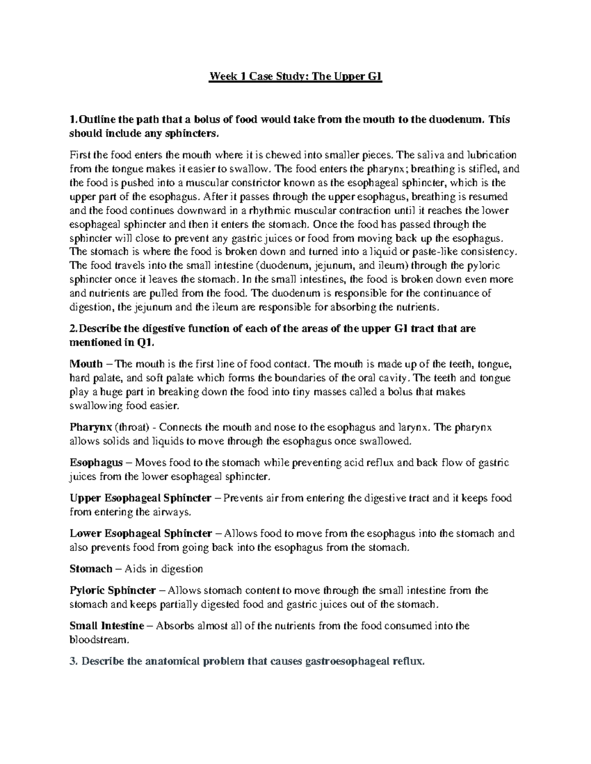 Week 1 Case Study BIO 256 - Week 1 Case Study: The Upper GI 1 the path ...