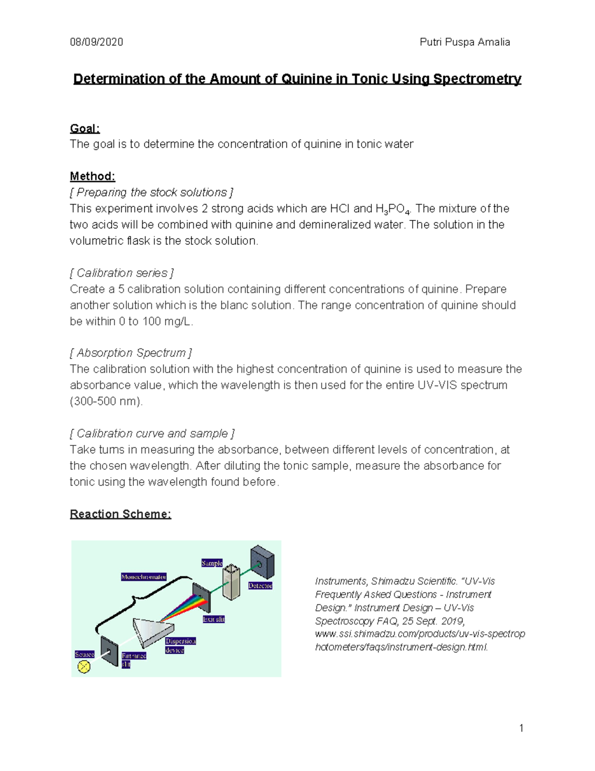 Lab Report 2 Determination of the amount of quinine in tonic