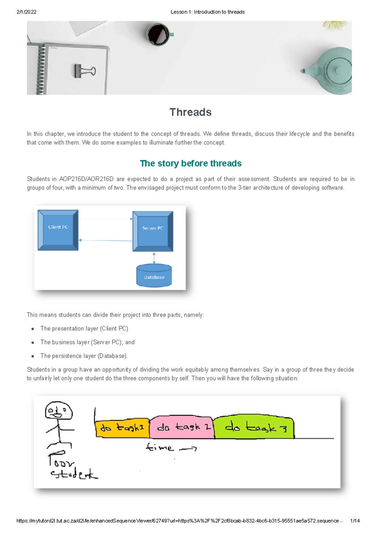 Lesson 1 Introduction to threads - mytutord2l.tut.ac/d2l/le ...