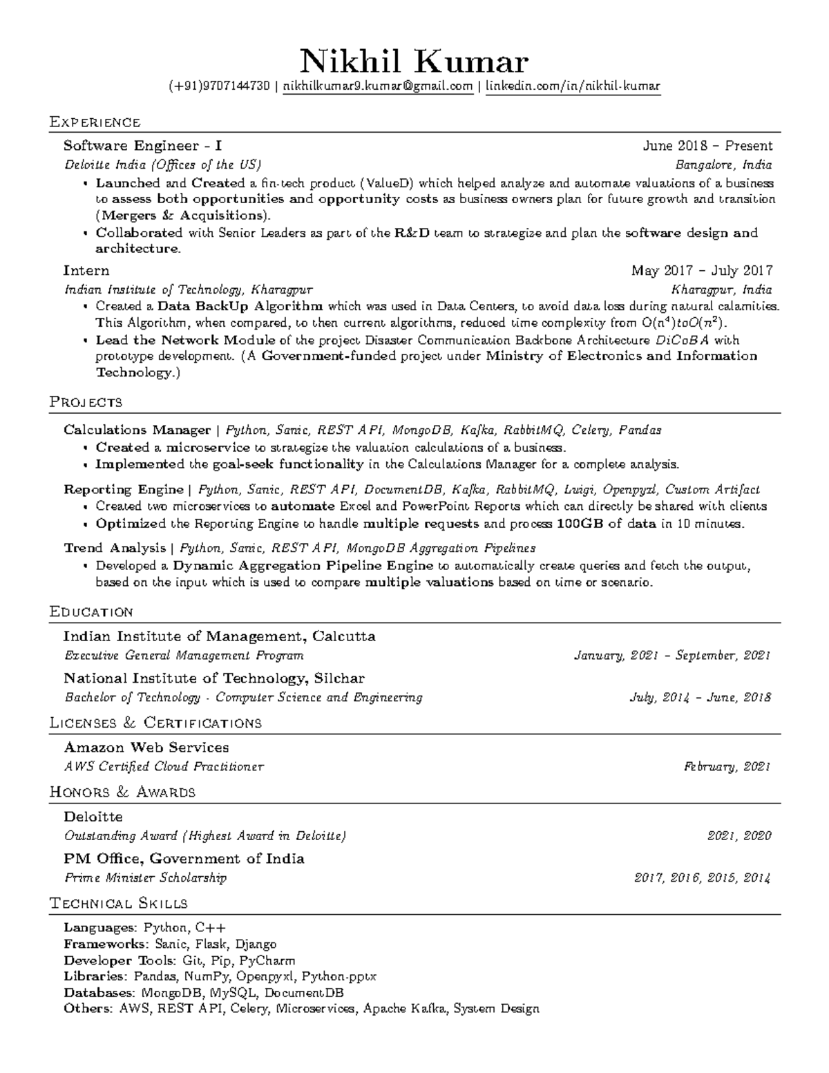 Nikhil Resume - Done - Nikhil Kumar (+91)9707144730|nikhilkumar9@gmail ...