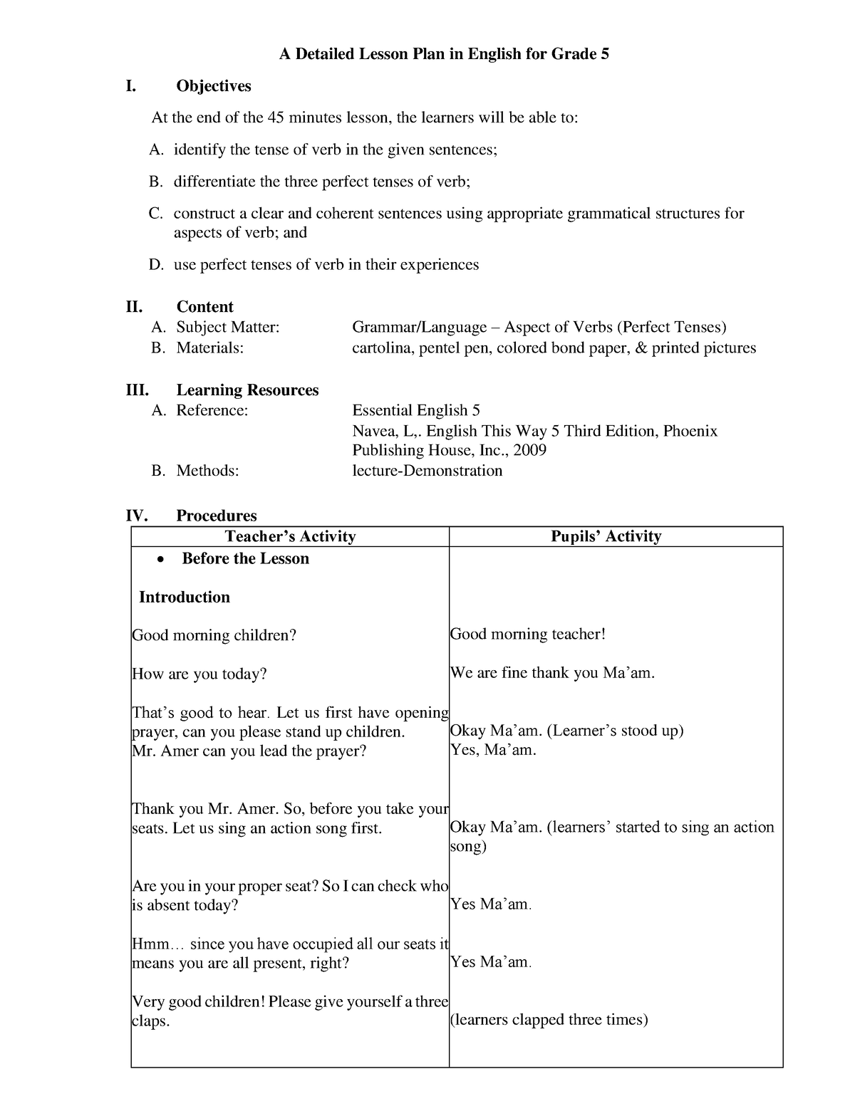 Pre-demo English DLP - A detailed lesson plan - Elementary Education ...