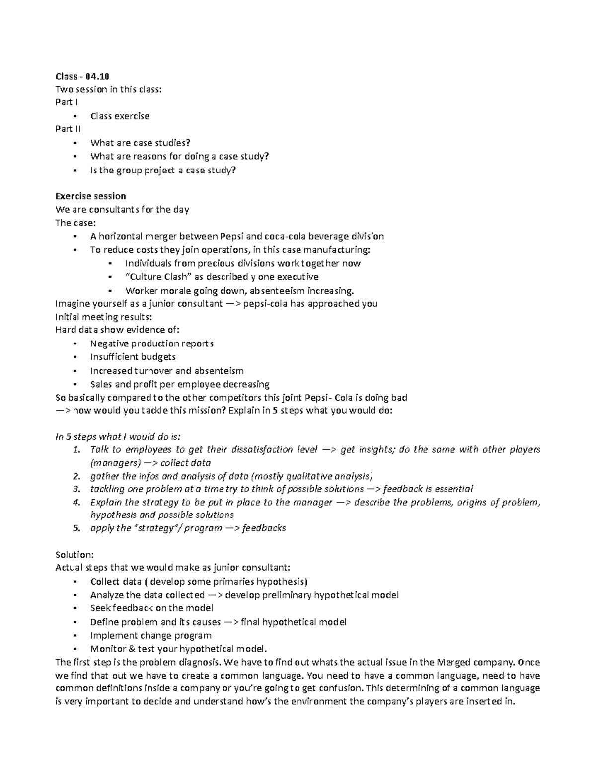 RM class 04, lecture notes of the 4th class - Class - 04. Two session ...