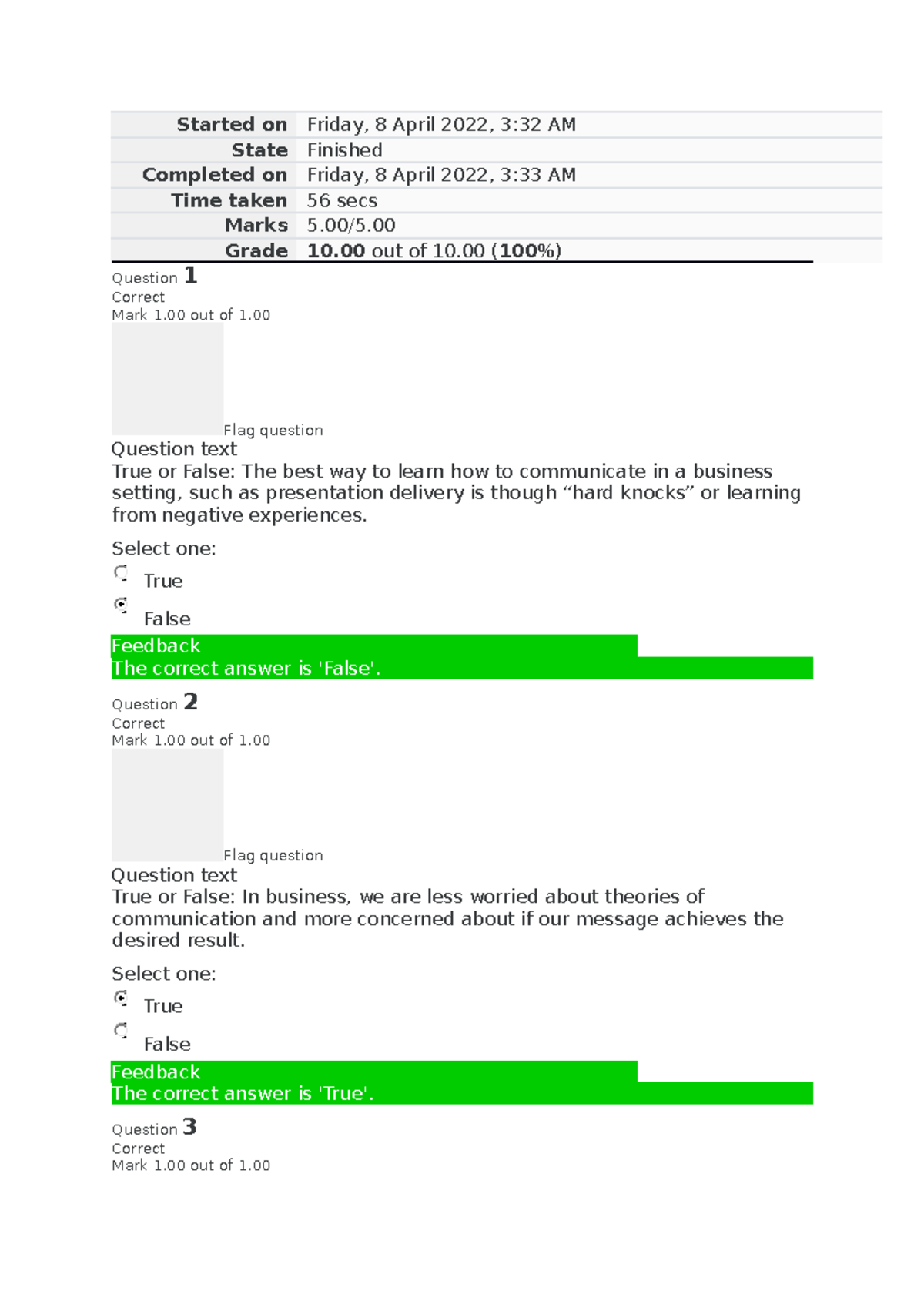 Bus 1105 Unit 1 self quiz - Started on Friday, 8 April 2022, 3:32 AM ...
