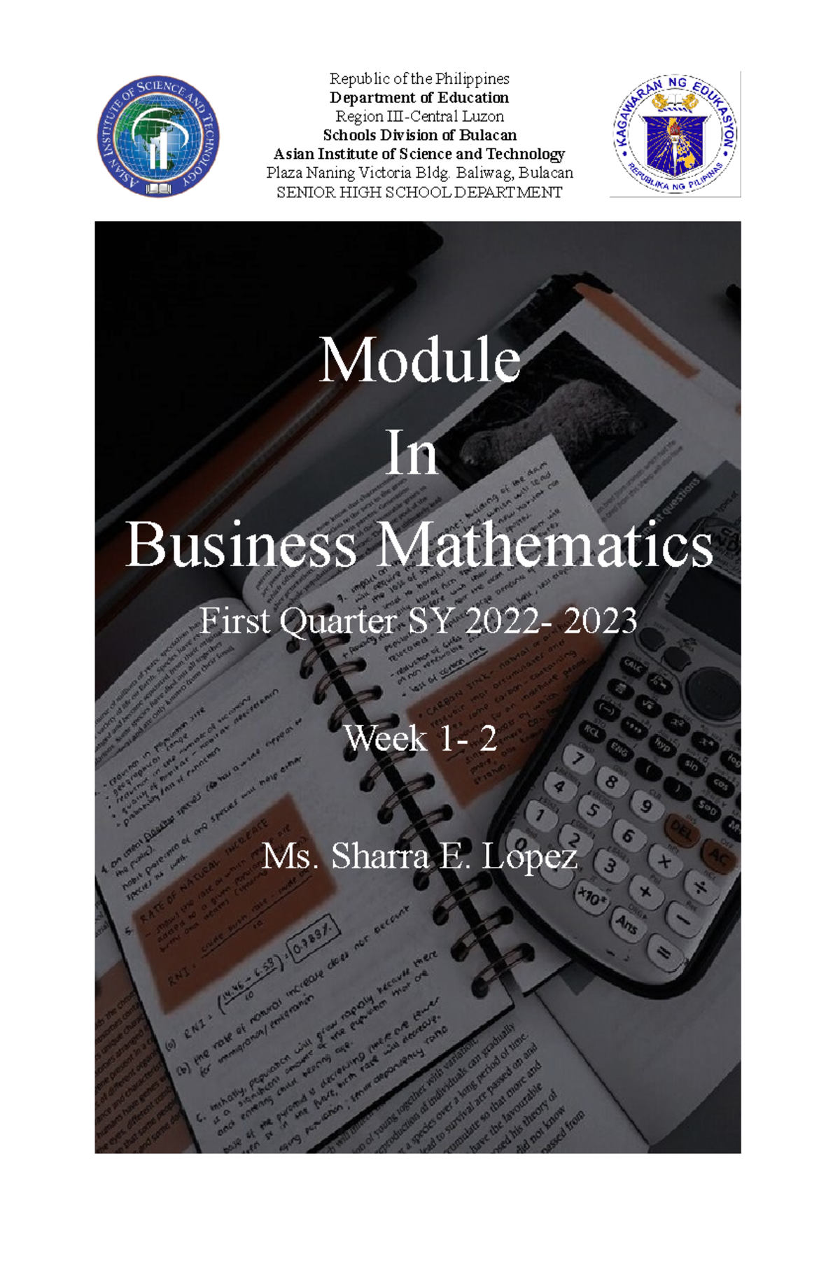 Business Math Week 1-2 - Fabm2 - Republic Of The Philippines Department ...