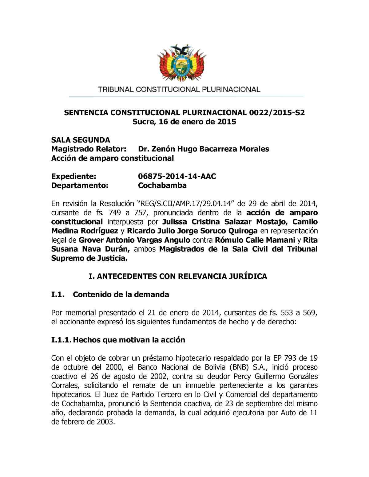 Obtiene Resolucion - Modelo De Sentencia Constitucional - SENTENCIA ...