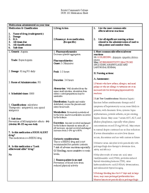 Abilify Aripiprazole - drug sheet - NUR 101 Medication Sheet ...