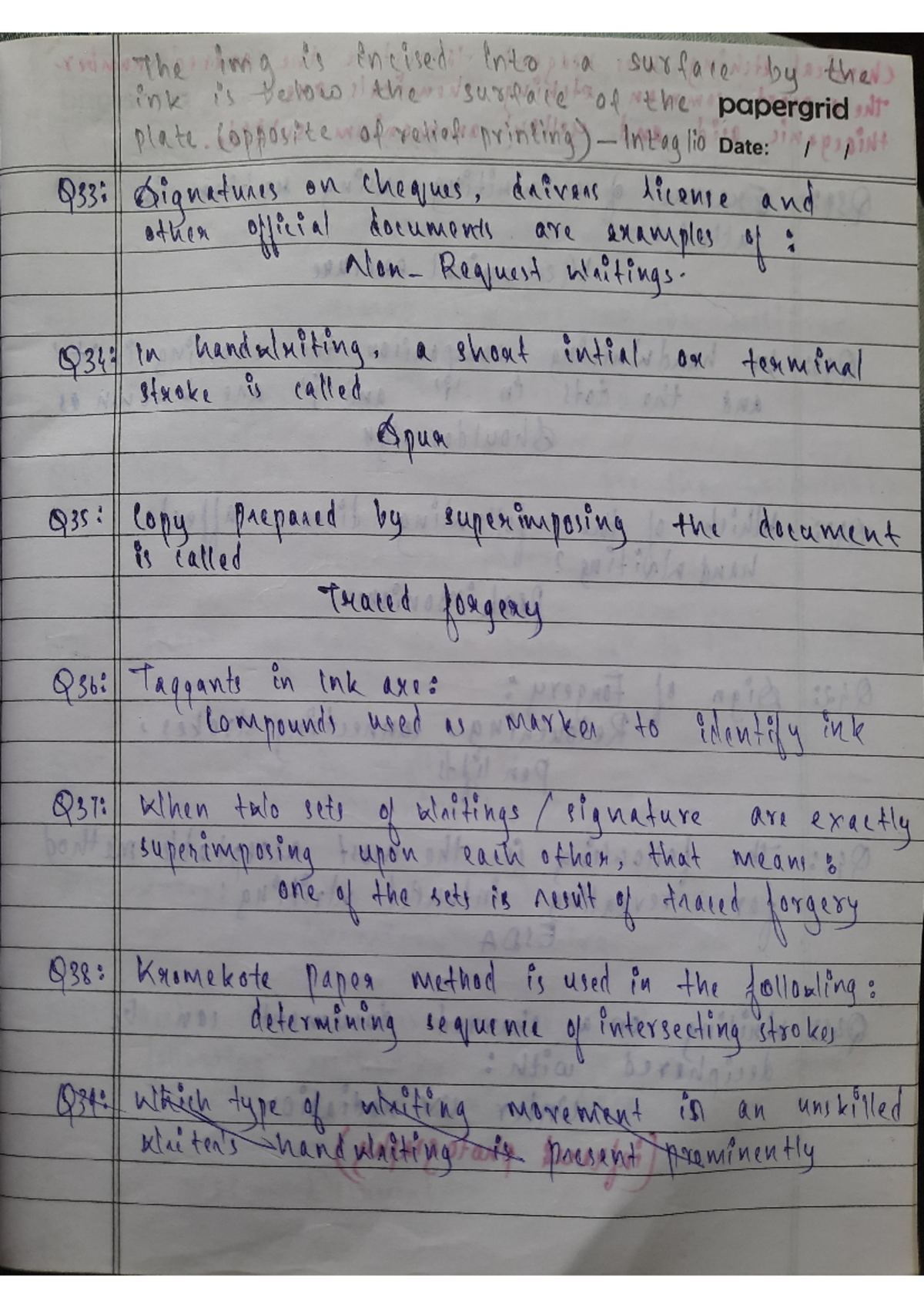 Qde 14 - MCQ on Question Document Examination - Forensic Science - Studocu
