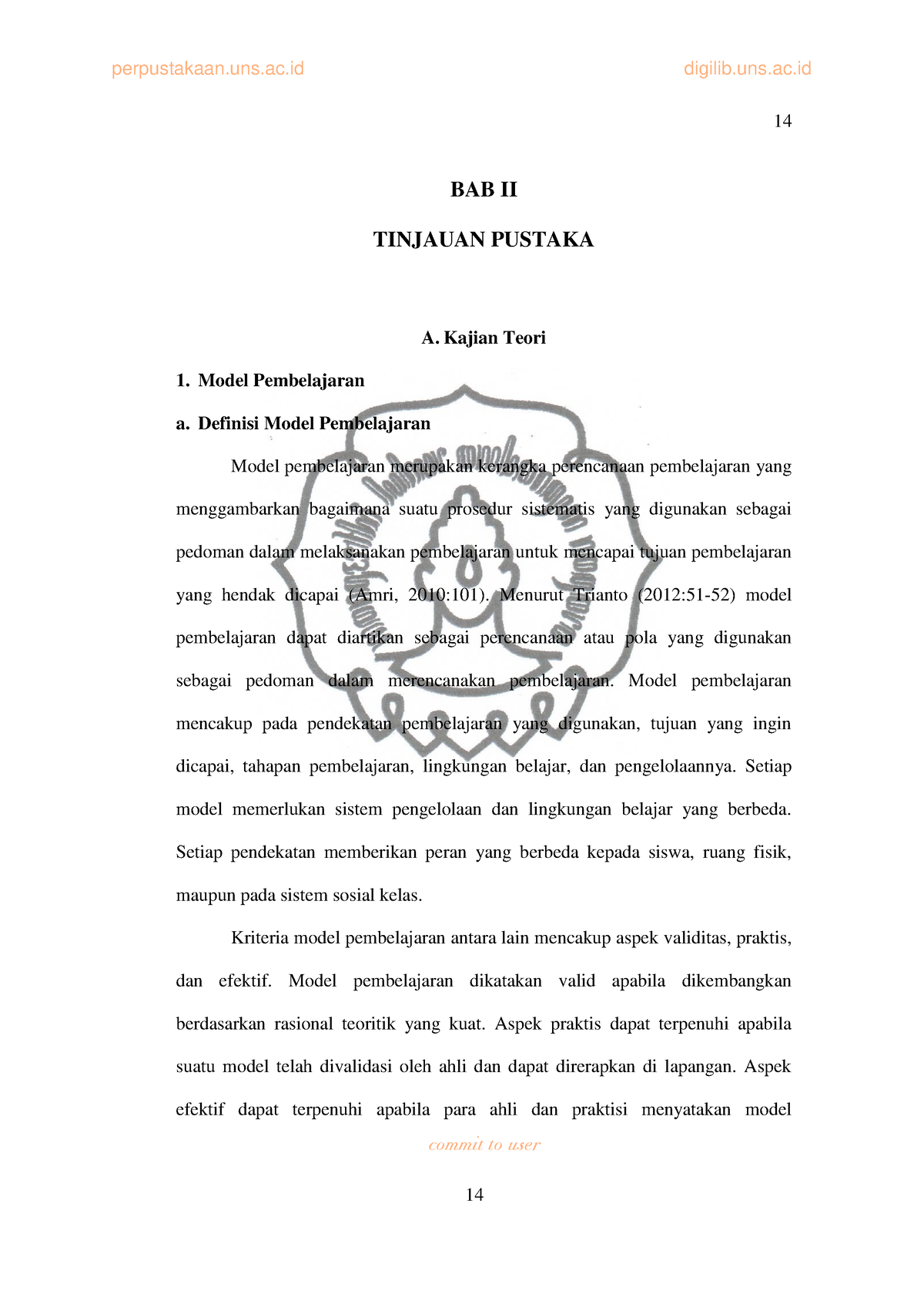 BAB II - Hehe - Commit To User 14 BAB II TINJAUAN PUSTAKA A. Kajian ...