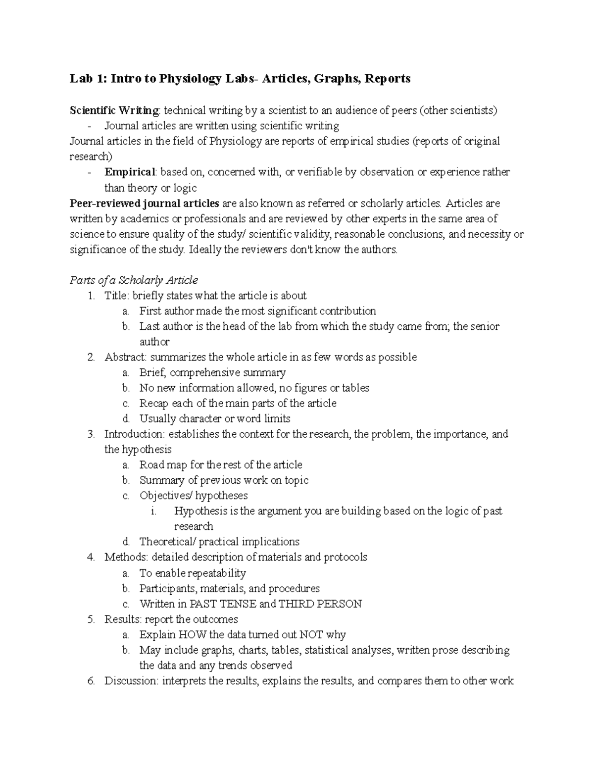 APK2105C Lab Notes Lab 1 Intro to Physiology Labs Articles, Graphs