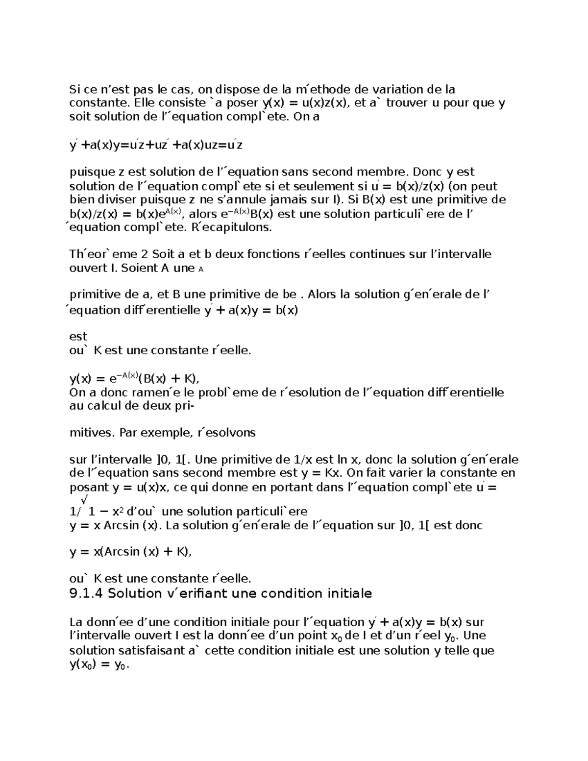 Equa-diff note 4 - Equa-diff note 4 - Si ce n’est pas le cas, on ...