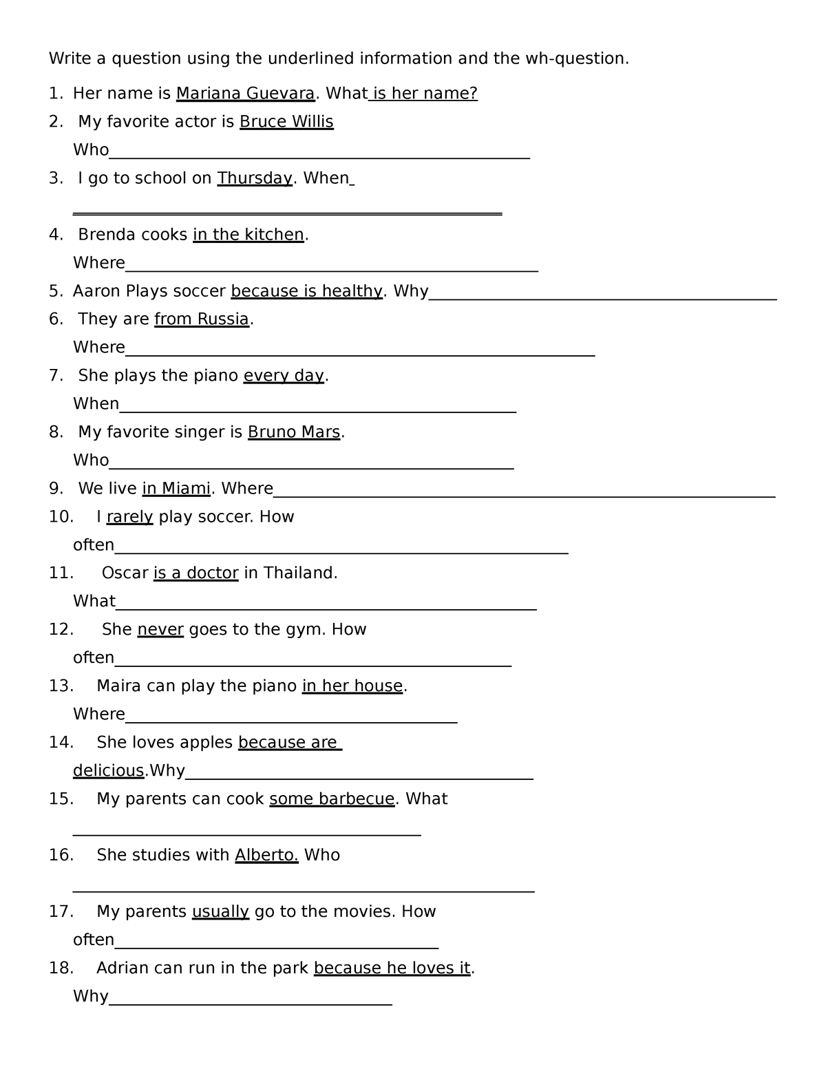 Wh-questions 62547 - wh- questions practice worksheet - Write a ...